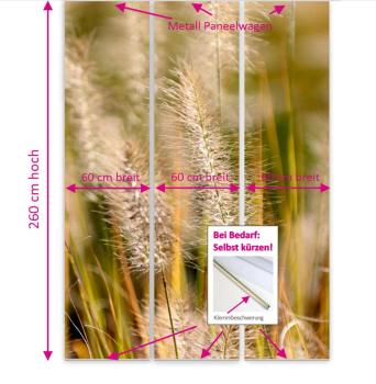 Preview: Flächenvorhang Spätsommergras 3er Set, Schiebegardine, Schiebegardinen, blickdicht, Flächenvorhang blickdicht, Schiebevorhang,
